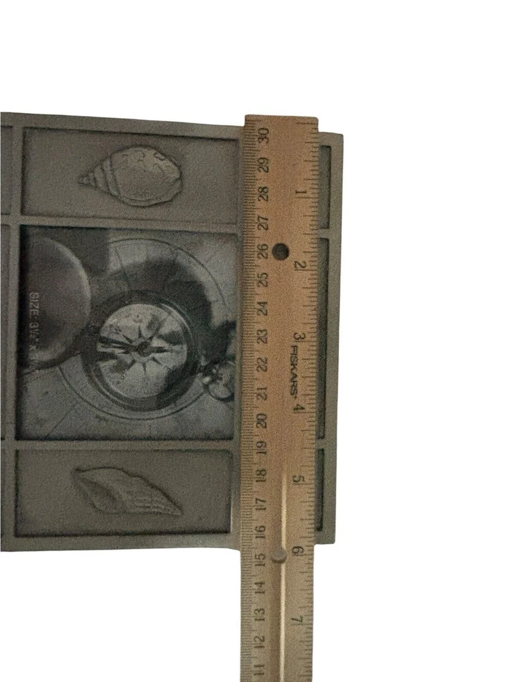Pewter Photo Frame Nautical Vintage 6”x 6” (for 3.5”x3.5” Picture) Sea Shells